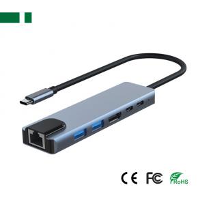 CHM-TC603 USB 3.1 Type-C to HDMI+RJ45+ USB3.0 & 2.0+Type-C+PD Adapter (6 in 1)