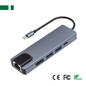 CHM-TC504 USB 3.1 -C to HDMI+RJ45+ USB3.0 & 2.0+PD Adapter (5 in 1)