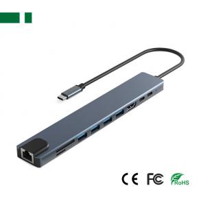 CHM-TC1001 USB 3.1 Type-C to HDMI+RJ45+ USB3.0+3*USB2.0+USB-C+SD+TF+PD Adapter (10 in 1);