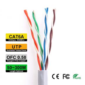 UTP CAT6A OFC Indoor network Cable Gray Color CAT6A-OC0.58-50 CAT6A-OC0.58-100 CAT6A-OC0.58-150 CAT6A-OC0.58-200 CAT6A-OC0.58-300