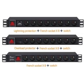 C-PD8B-D (FR) C-PD8B-L (FR) C-PD8B-O (FR) 8 PDU Power Socket Plug with Switch For 19 inch Network Cabinet