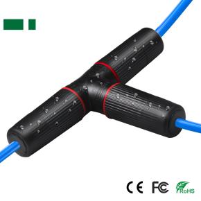 CRJ-W2 Triple Head Water-Proof RJ45 Ethernet Cable Connector, Plastic Housing, IP67