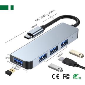 CHM-TC409 4-in-1 USB-C 3.0 to 4*USB 3.0 Adapter
