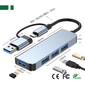 CHM-TC411 4-in-1 USB & Type-C 3.0 to 4*USB Adapter