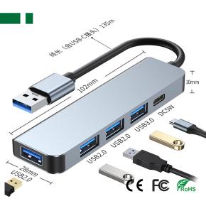 CHM-TC507 5-in-1 USB 3.0 to 4*USB and PD Adapter