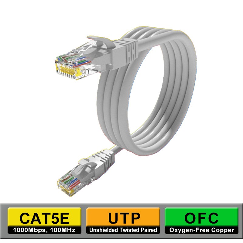 UTP CAT5e OFC network cable RJ45 Male to Male Gray